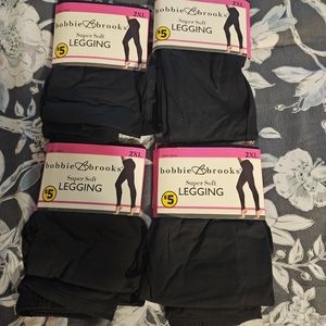 BOBBIE BROOKS LEGGINS 4 PAIRS,  SIZE 2X, COLOR BLACK